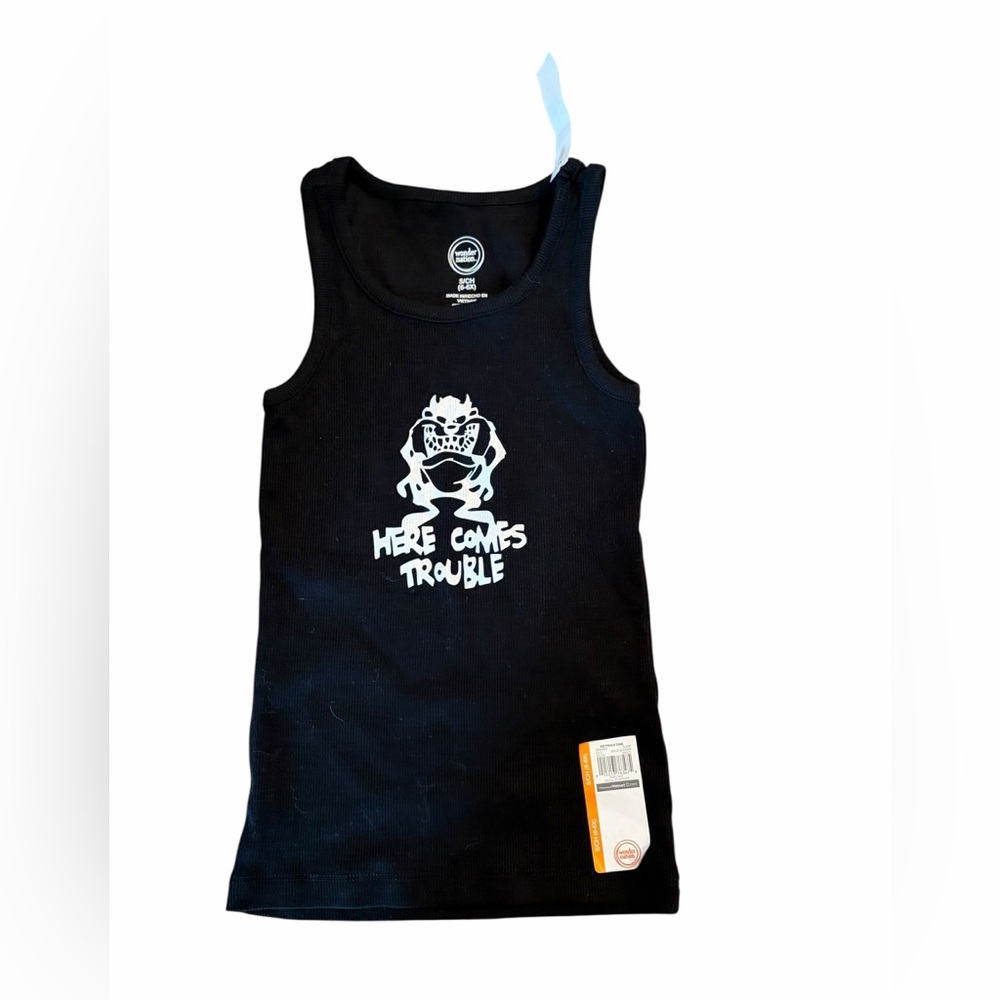 Wonder Nation “Here Comes Trouble” Graphic Tank Top Girls Size S (6–6X) NWT